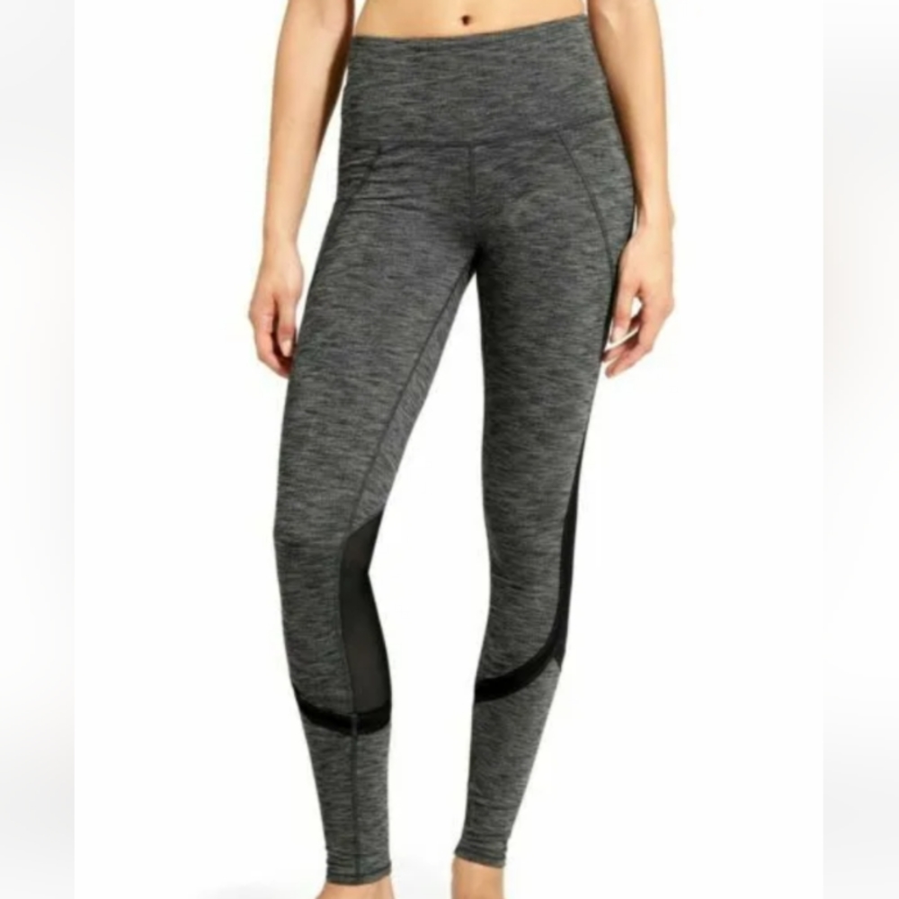 Athleta Leggings Small Grey Mesh Plie Dance High Rise Workout Knit XS